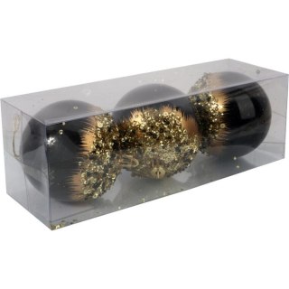 Bombki czarno-złote 8 cm nietłukące - komplet 3 szt.