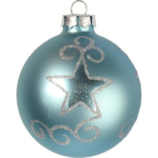 Bombki szklane niebieskie 8 cm - komplet 6 szt.