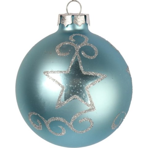 Bombki szklane niebieskie 8 cm - komplet 6 szt.