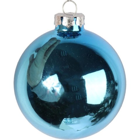 Bombki szklane niebieskie 8 cm - komplet 6 szt.