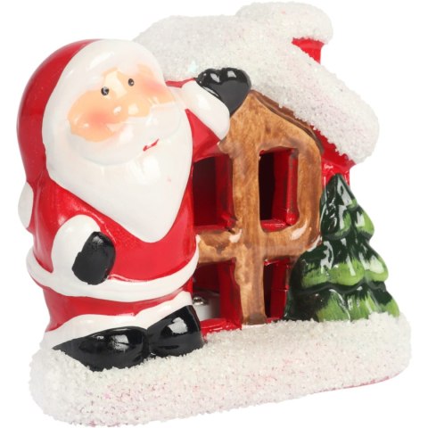 Ceramiczny domek LED z Mikołajem 9 cm