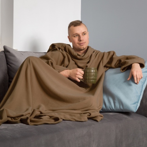 Koc z rękawami Kocyko – cappuccino, polarowy 205×145 cm