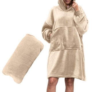 Koco-bluza Bluzair oversize z kapturem – beżowa 4w1
