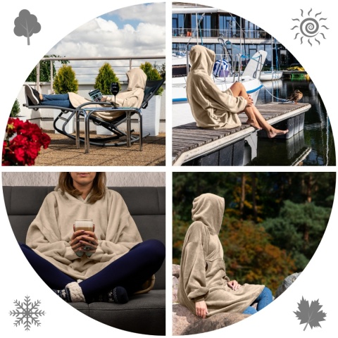 Koco-bluza Bluzair oversize z kapturem – beżowa 4w1