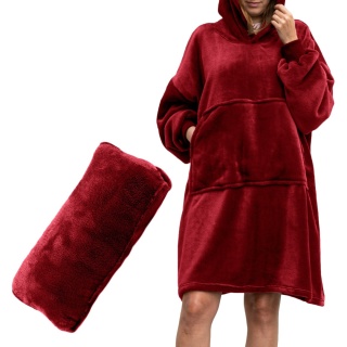 Koco-bluza Bluzair oversize z kapturem – bordowa 4w1