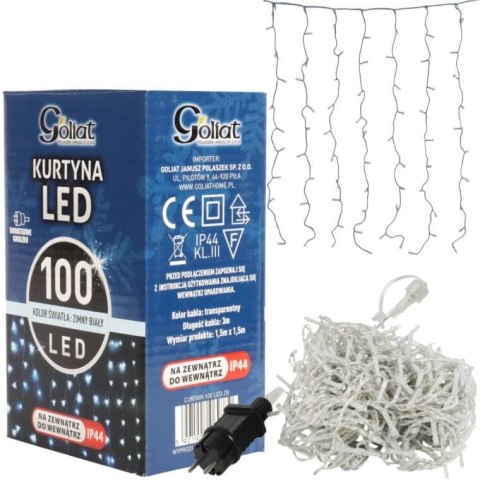 Kurtyna świetlna 100 LED 1,5×1,5 m - zimna biel