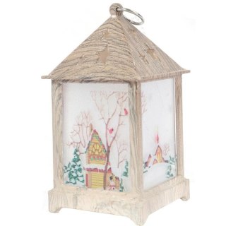 Lampion LED z kościółkiem 12 cm - biały