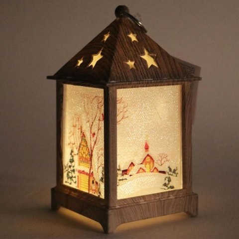 Lampion LED z kościółkiem 12 cm - biały