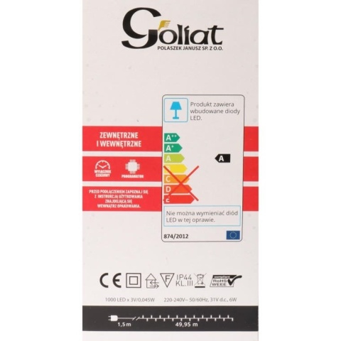 Lampki 1000 LED ciepła biel 50 m z programatorem i timerem – IP44