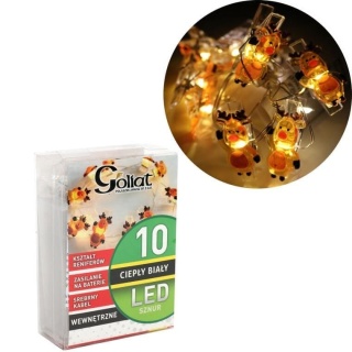 Lampki LED na baterie – renifery na klamerkach (10 szt.)