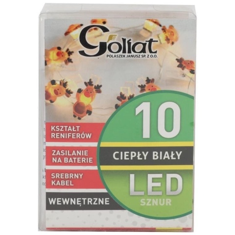 Lampki LED na baterie – renifery na klamerkach (10 szt.)