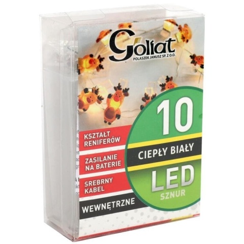 Lampki LED na baterie – renifery na klamerkach (10 szt.)