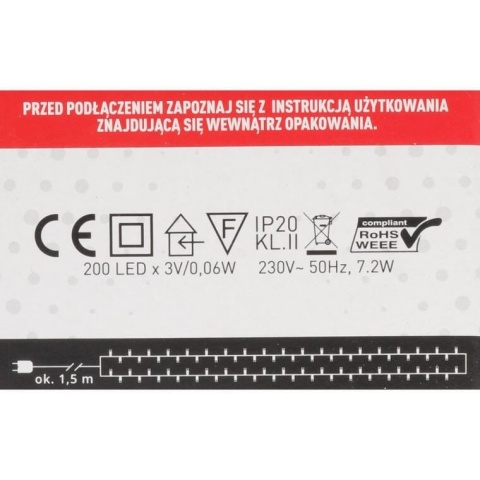 Lampki choinkowe 200 LED ciepła biel – do wnętrz