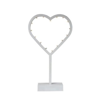 Serce świetlne LED 38 cm na baterie - białe