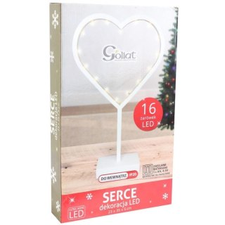 Serce świetlne LED 38 cm na baterie - białe