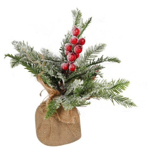 Stroik świąteczny choinka w jucie z jarzębiną 34 cm