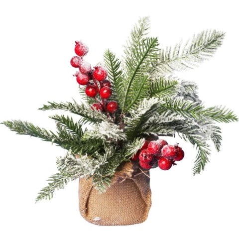 Stroik świąteczny choinka w jucie z jarzębiną 34 cm