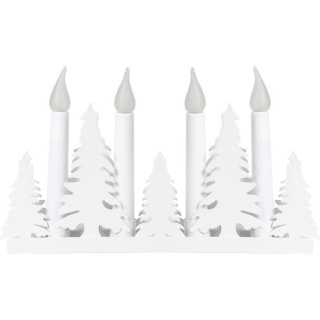 Świecznik adwentowy LED – 4 świece, białe choinki, na baterie