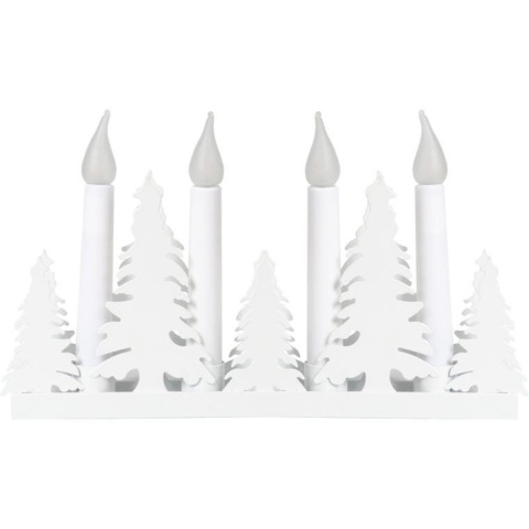 Świecznik adwentowy LED – 4 świece, białe choinki, na baterie