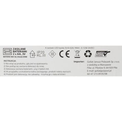 Świecznik adwentowy LED – 4 świece, białe choinki, na baterie