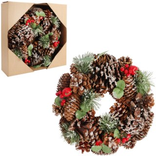 Wianek świąteczny na drzwi z szyszkami 28 cm - rustykalny