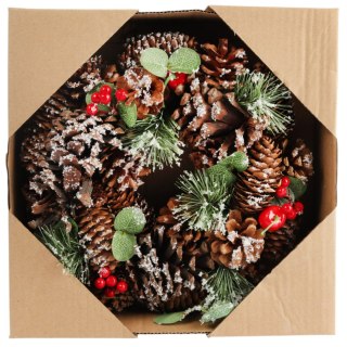 Wianek świąteczny na drzwi z szyszkami 28 cm - rustykalny