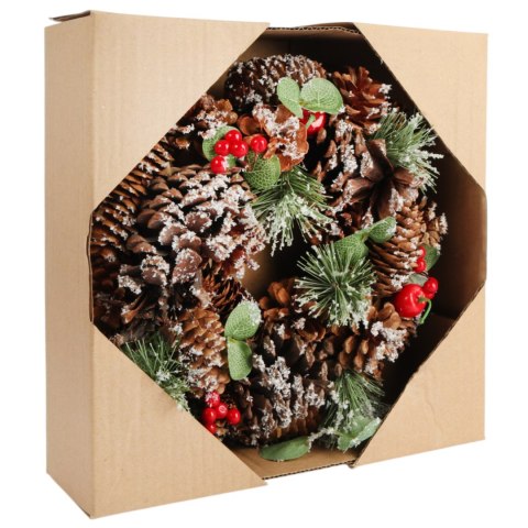Wianek świąteczny na drzwi z szyszkami 28 cm - rustykalny